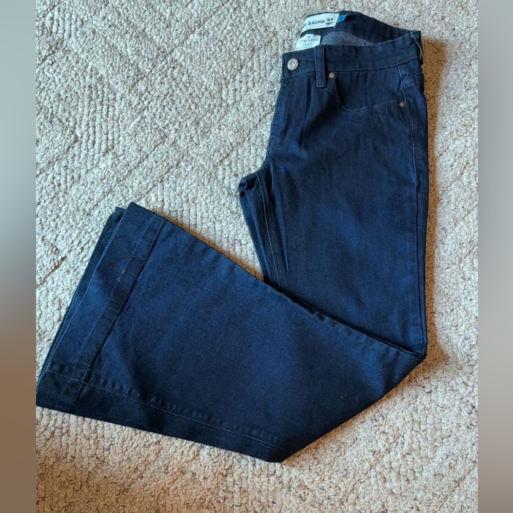 Blue Flare & Wide Leg Jeans with Classic Denim Texture